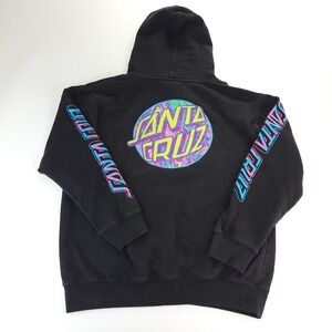 Vintage Santa Cruz Hoodie Adult M‎ Black Hooded Sweatshirt Skater Psychedelic